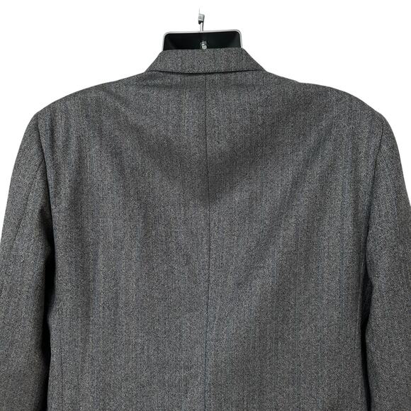 Vintage Jos A Bank Clothiers Blazer Navy Blue Gray Herringbone Striped Jacket 40 - Picture 8 of 10